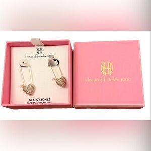 House of Harlow 1960 Gold Heart Drop Earrings